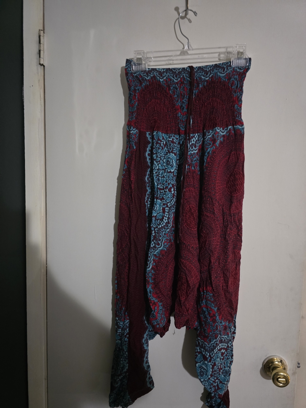 Source Unknown Burgundy and Teal Women's Harem Pants